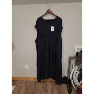 Universal Standard NWT black TIERED MIDI dress sleeveless flowy Plus Women SZ 5X